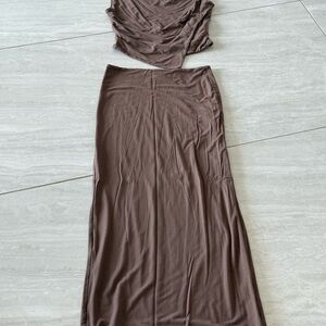 Tiger Mist Brown Maxi Skirt
